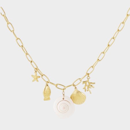 Ketting bedel schelp wit