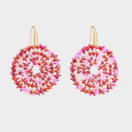 Oorbellen rozet haak fuchsia