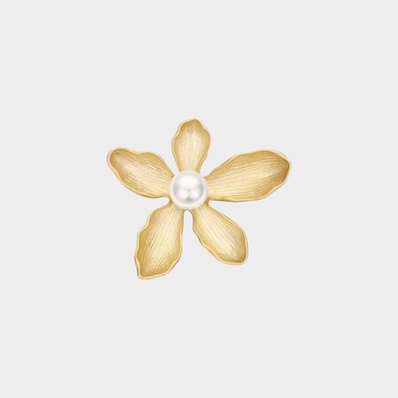 Broche bloem goud parel