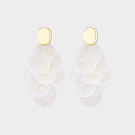 Oorbellen ruit schelp wit