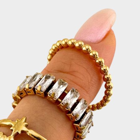 Ring bolletjes goud 17,5