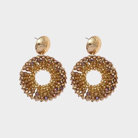 Oorbellen rond kraal bruin