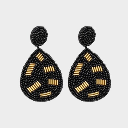 Oorbellen drop kraal zwart