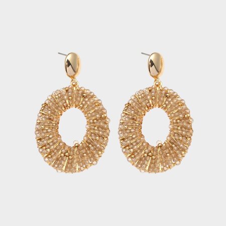 Oorbellen ovaal kraal taupe