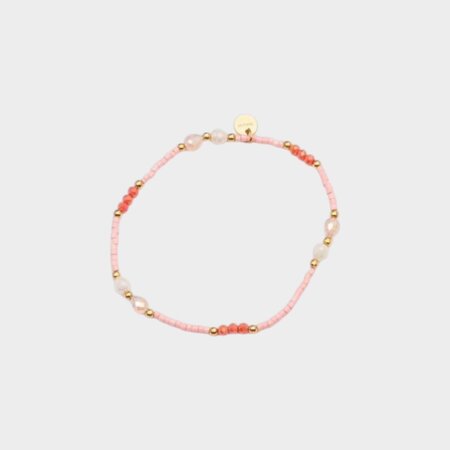 Armband glas kraal koraal