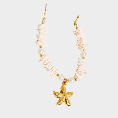 Ketting parel schelp roze