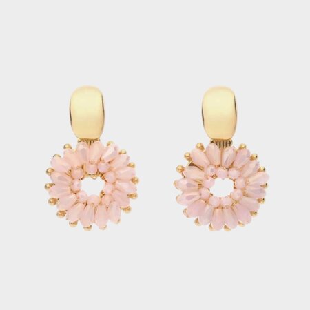 Oorbellen glas rond roze
