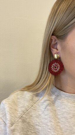 Oorbellen rond draad rood
