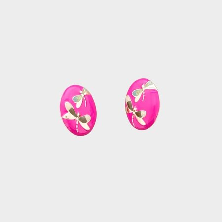 Oorbellen clip emaille fuchsia