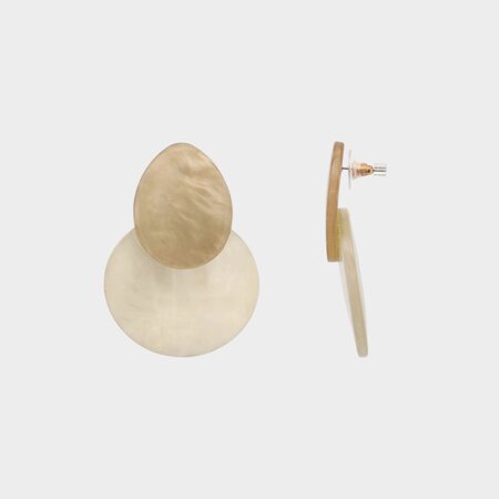 Oorbellen duo resin beige