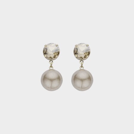 Oorbellen bol crystal grijs