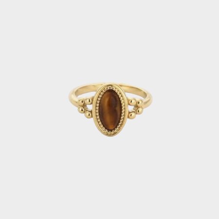 Ring ovaal steen bruin