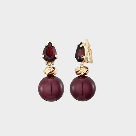 Oorbellen clip crystal magenta