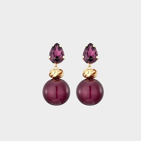 Oorbellen bol crystal magenta