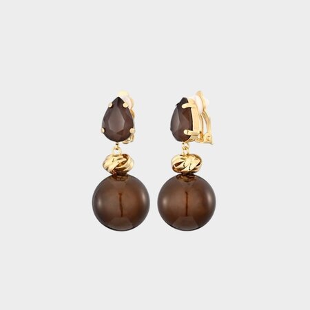 Oorbellen clip crystal bruin