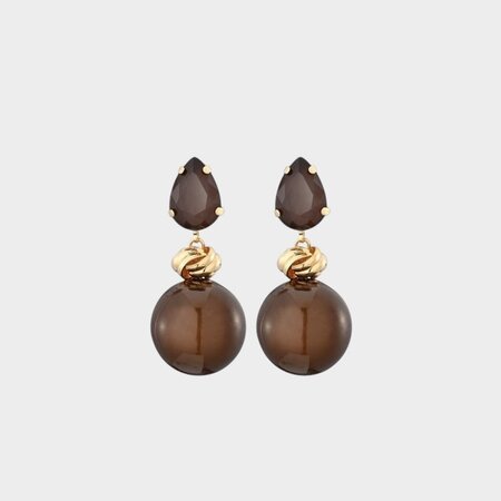Oorbellen bol crystal bruin