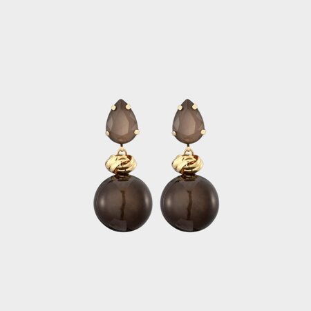 Oorbellen bol crystal taupe