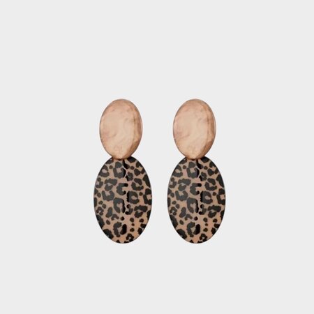 Oorbellen duo resin leopard