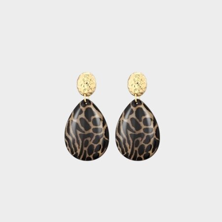 Oorbellen druppel leopard bruin