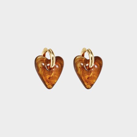 Oorbellen hart resin bruin