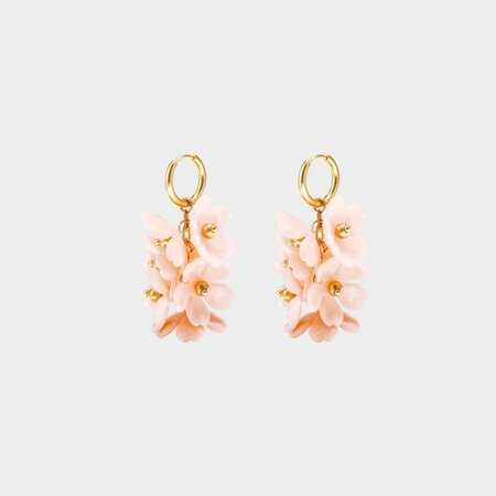 Oorbellen tros bloem roze