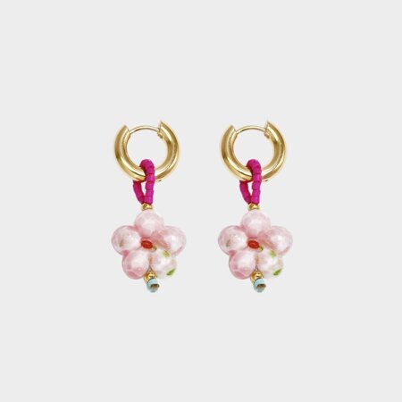 Oorbellen creool bloem lichtroze