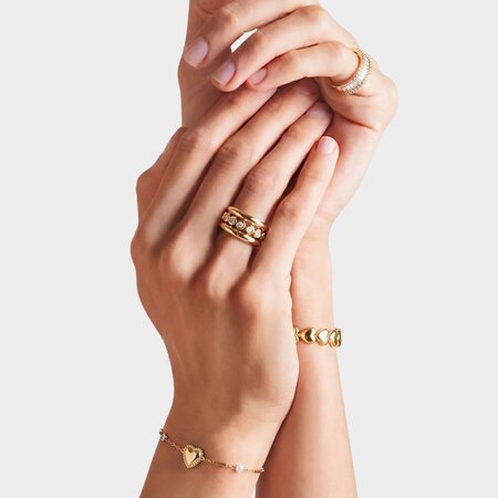 Ring trio staal wit