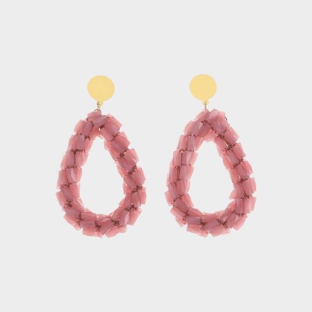 Oorbellen tube druppel roze