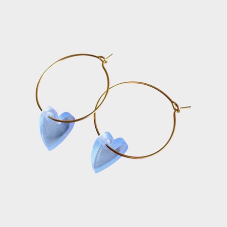 Oorbellen staal hart blauw