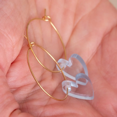 Oorbellen staal hart blauw