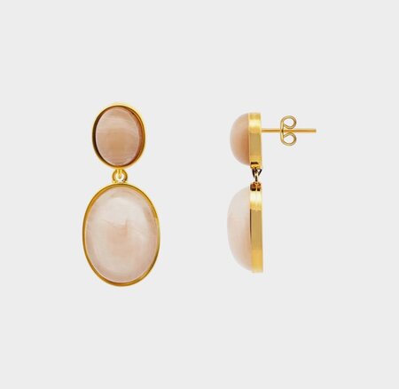 Oorbellen ovaal crystal beige