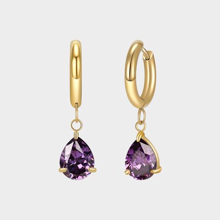 Oorbellen creool crystal paars