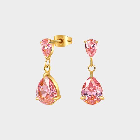 Oorbellen duo crystal roze