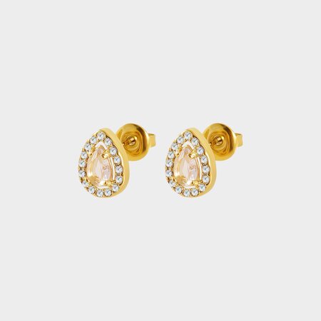 Oorbellen druppel zirconia wit