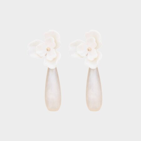 Oorbellen bloem drop beige