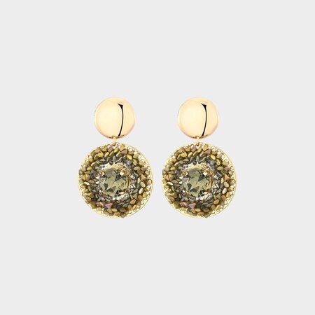 Oorbellen rond crystal groen