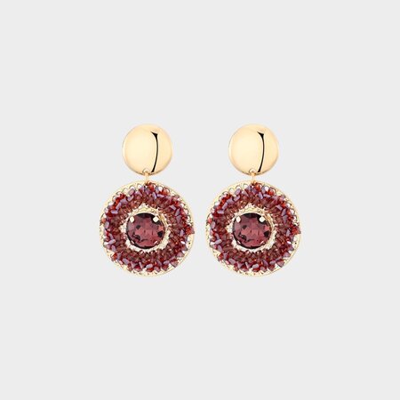 Oorbellen rond crystal bordeaux