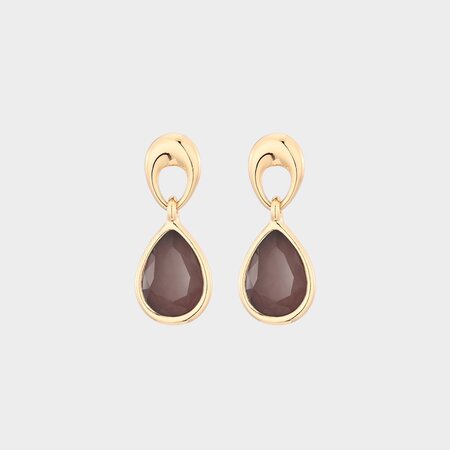 Oorbellen drop crystal donkerbruin
