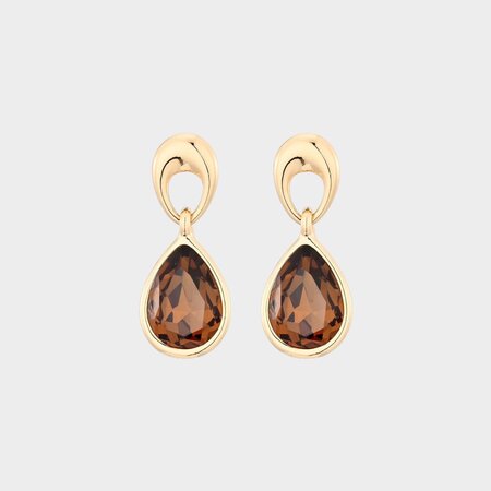 Oorbellen drop crystal bruin