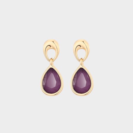 Oorbellen drop crystal paars