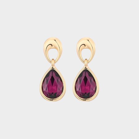 Oorbellen drop crystal magenta