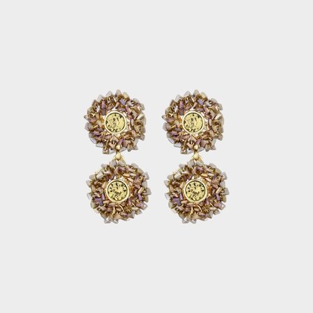 Oorbellen duo rond taupe