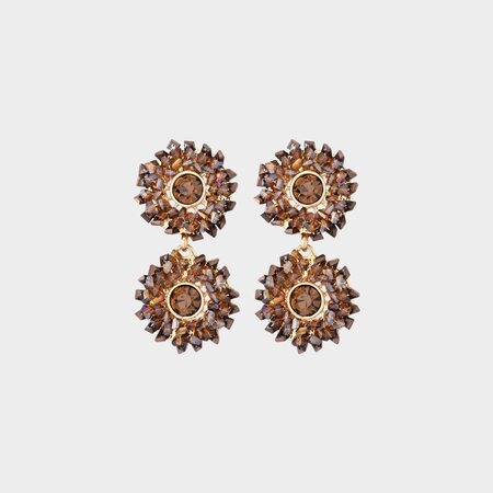 Oorbellen duo rond bruin