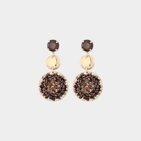 Oorbellen trio crystal bruin