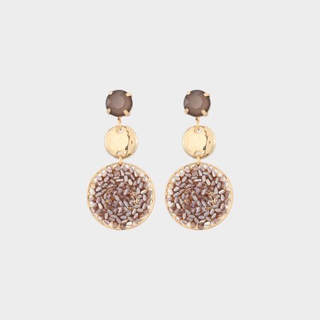 Oorbellen trio crystal taupe