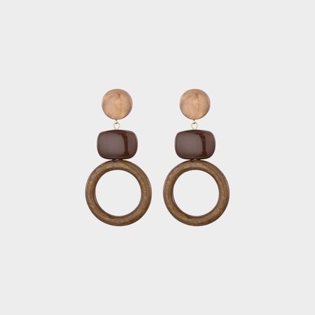 Oorbellen trio resin cognac