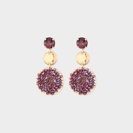 Oorbellen trio crystal bordeaux