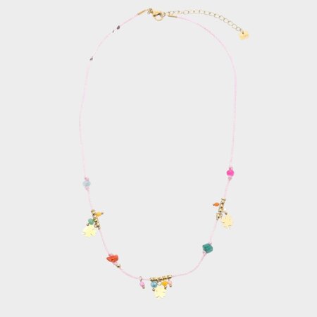 Ketting bedel kraal roze
