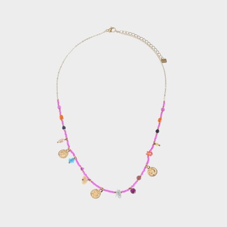 Ketting bedel kraal fuchsia