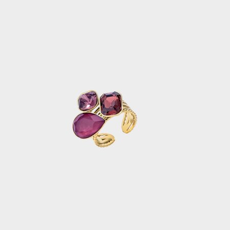 Ring staal crystal paars